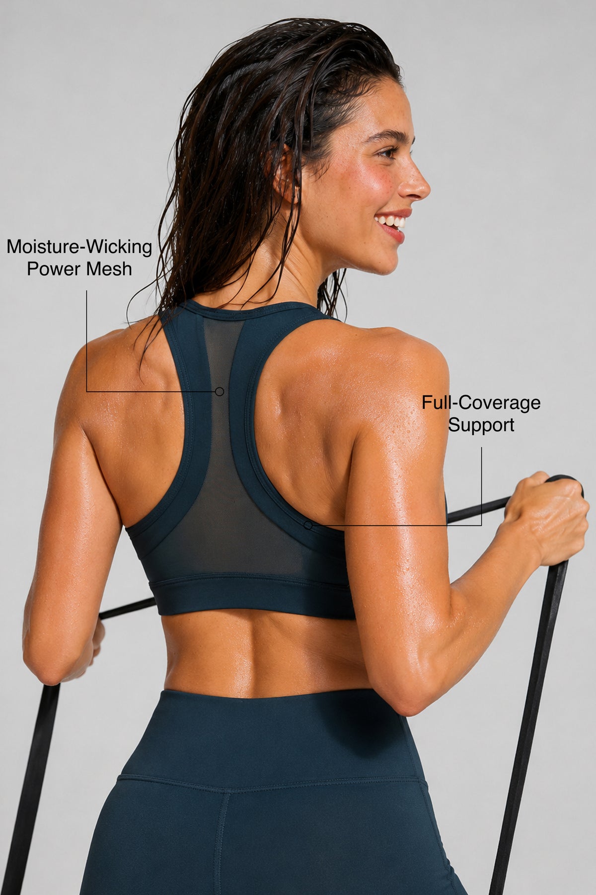 Enfold Zip Front Mesh Racerback Vadderad Löpar-BH | Sport-BH med Högt Stöd för Damer