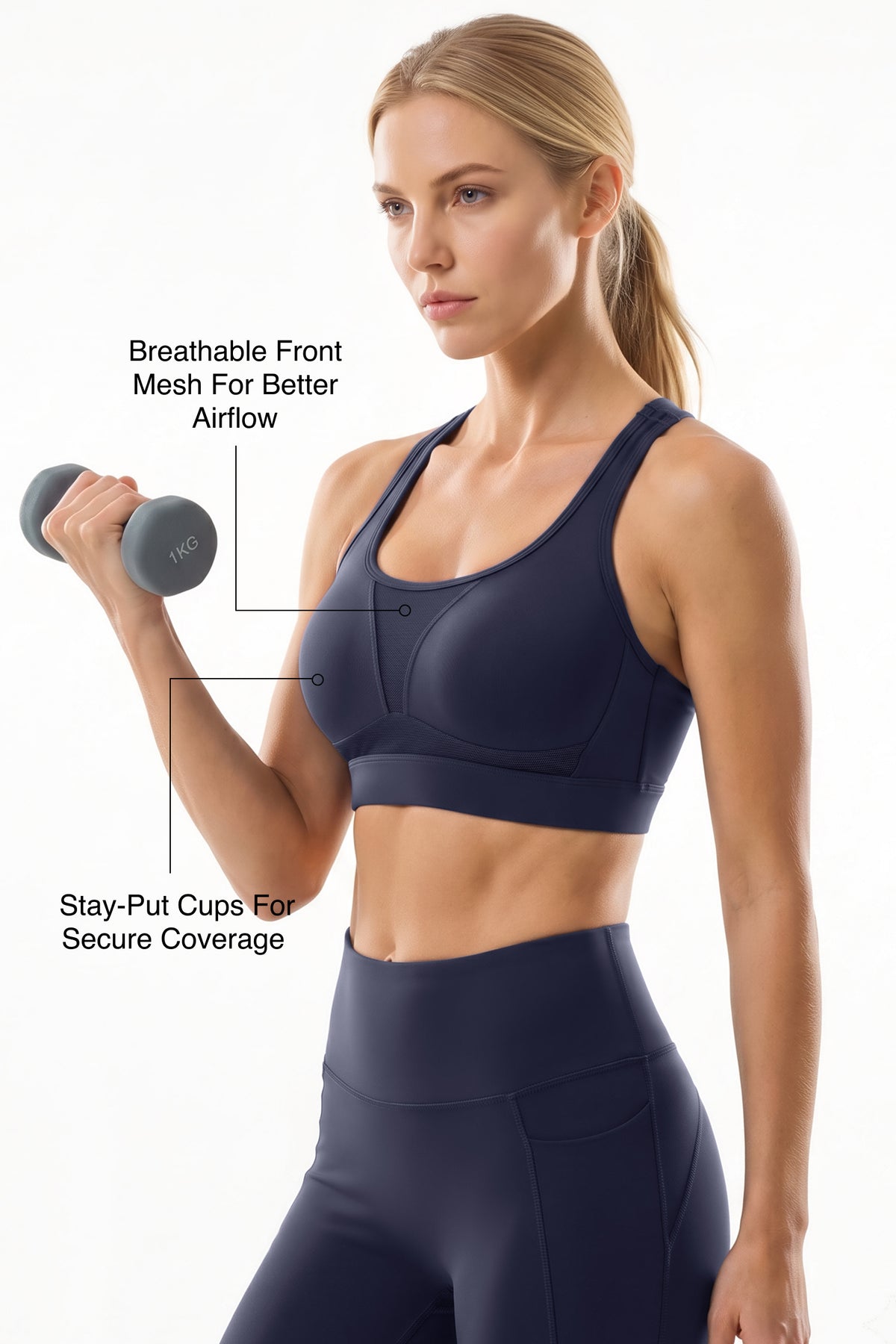 Power™ Adjustable Crisscross Straps With Mesh Sports Bra | High Support for Running, HIIT & Training