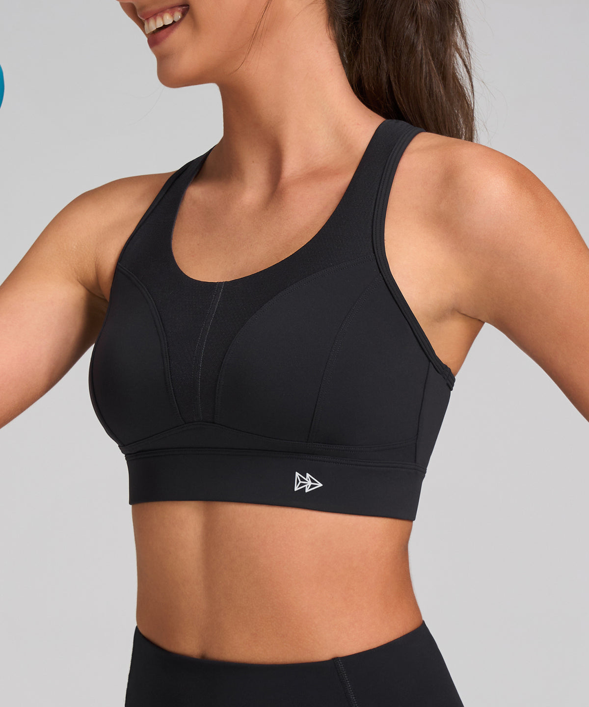 Enfold™ Round Neck Front Mesh Sports Bra | Women's High Support Sports Bra