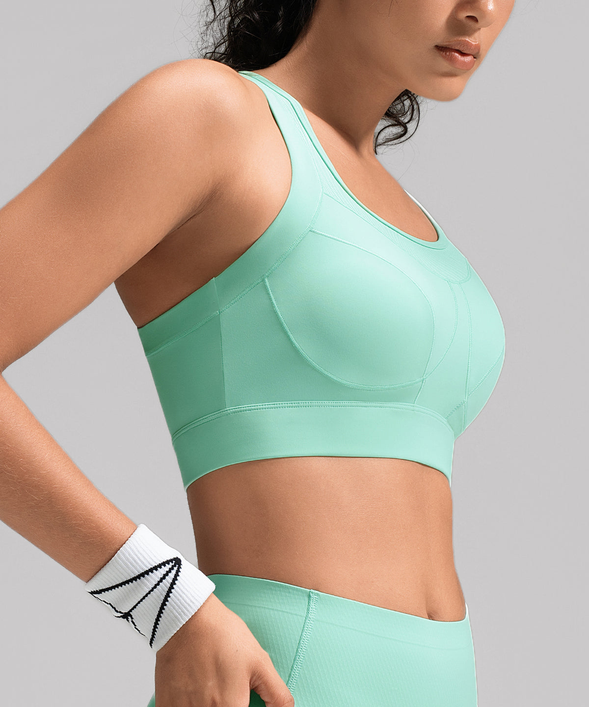 Reggiseno da corsa Power con scollo a rete multi-cucitura | Reggiseno sportivo ad alto sostegno da donna