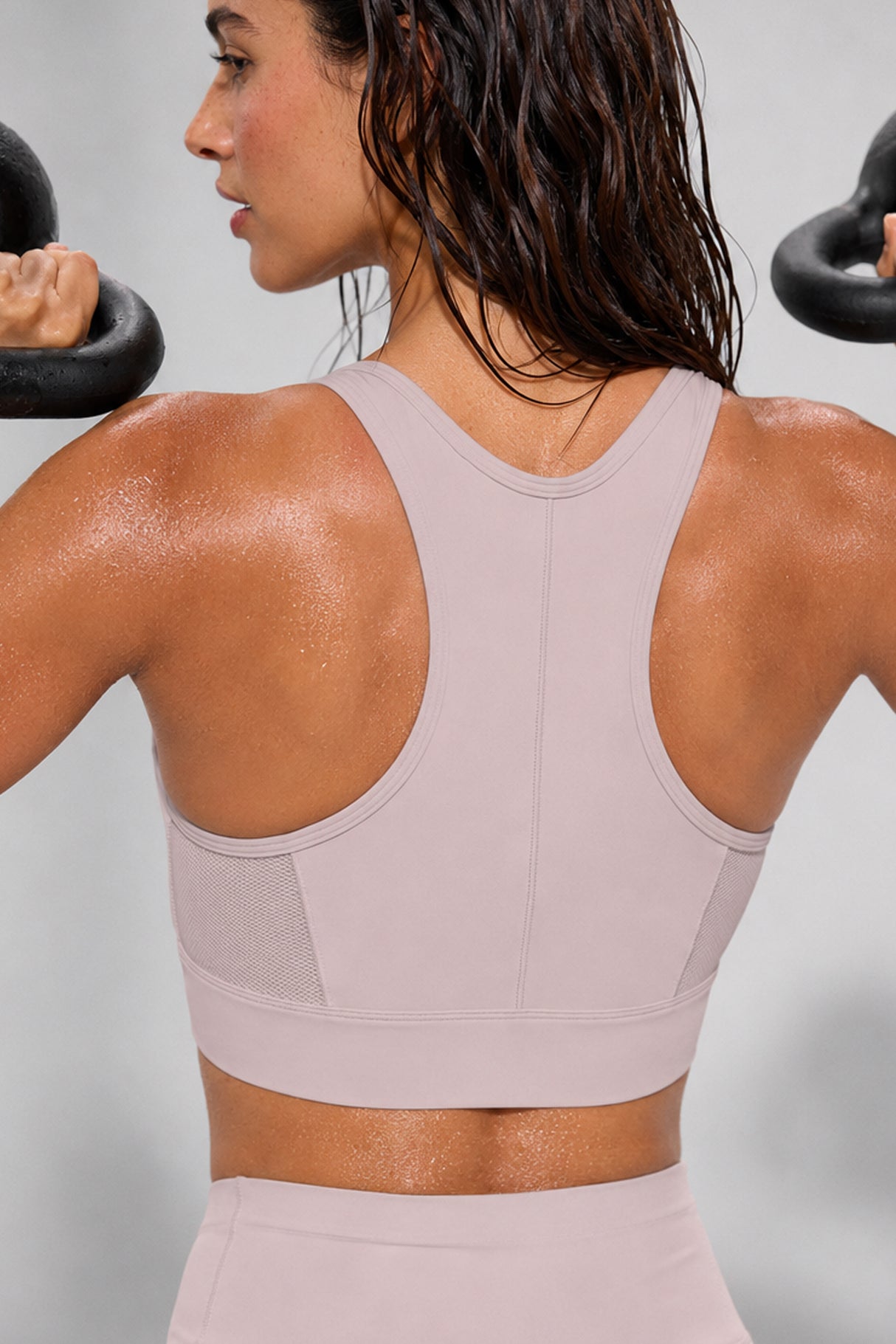 Power™ Zip-Front Mesh Racerback Sports Bra | High Support Best For Running, HIIT & Training