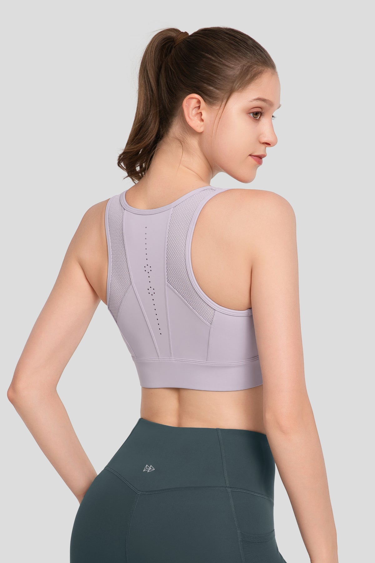 Reggiseno da corsa imbottito traspirante perforato con cerniera frontale Echo | Reggiseno sportivo ad alto sostegno da donna