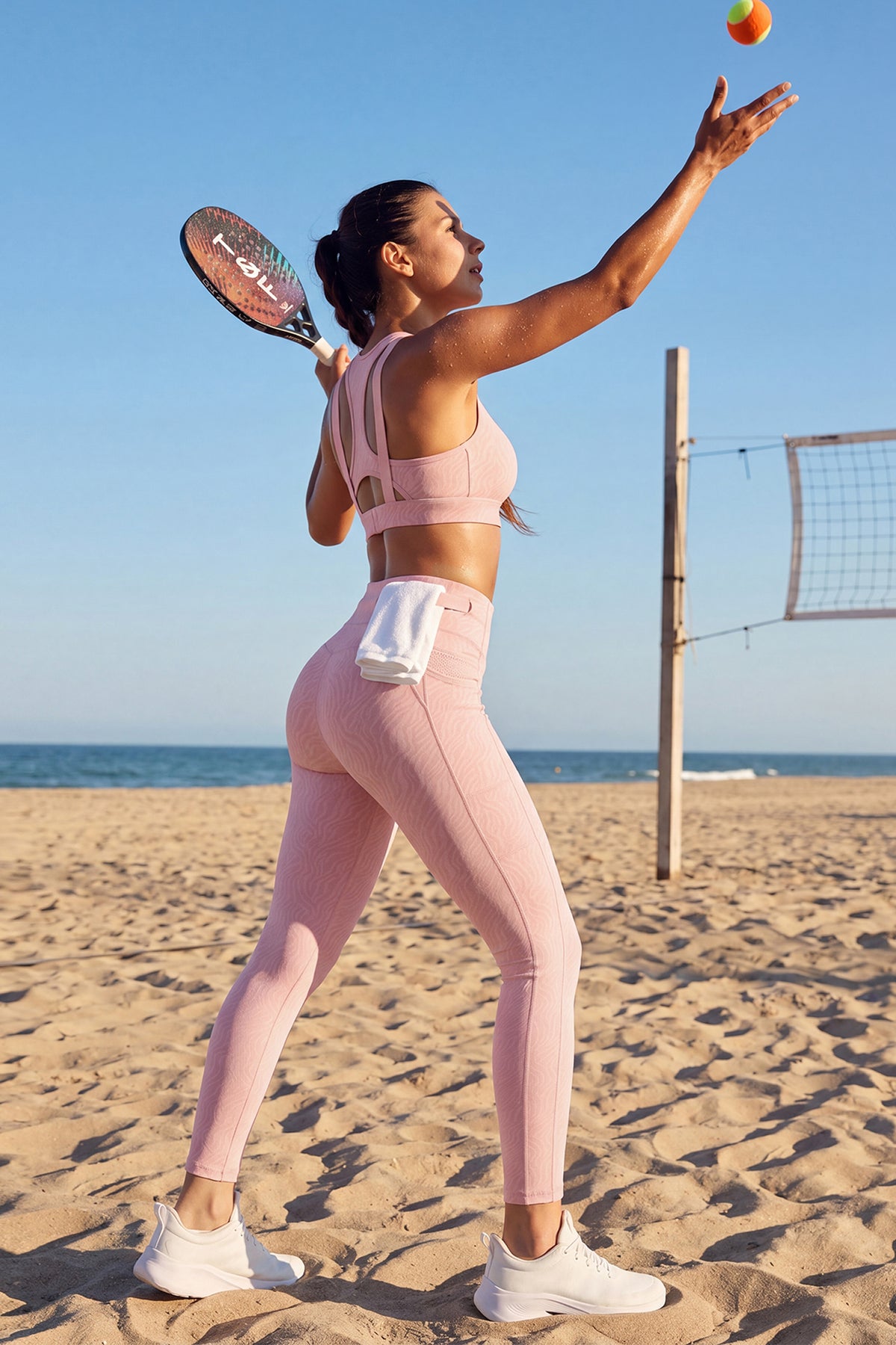 Pink Textured High Impact Leggings With Pockets 25 inches | High-Impact Support Best For Running, HIIT & Training
