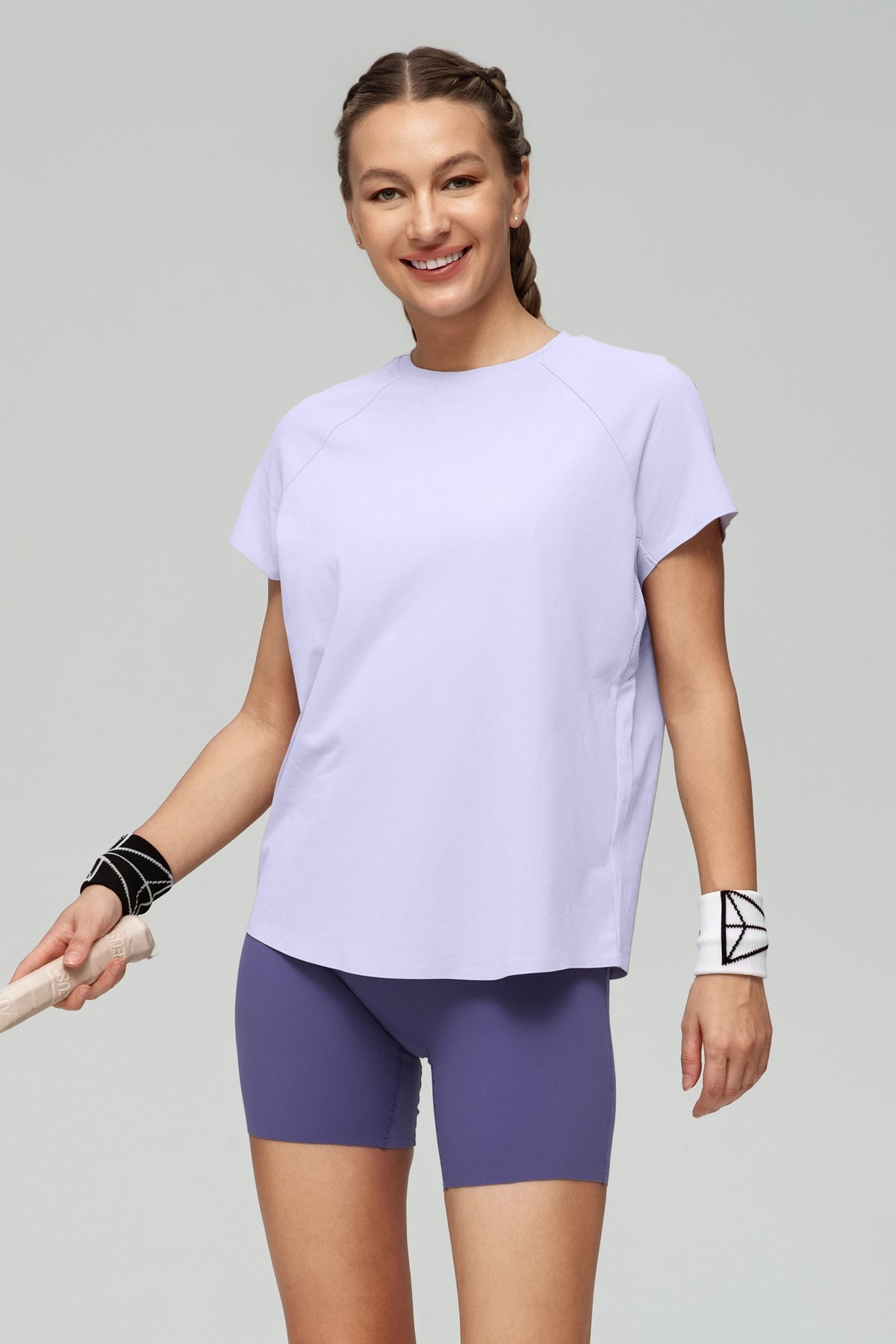 Camiseta cómoda de color liso con espalda de malla en cualquier lugar