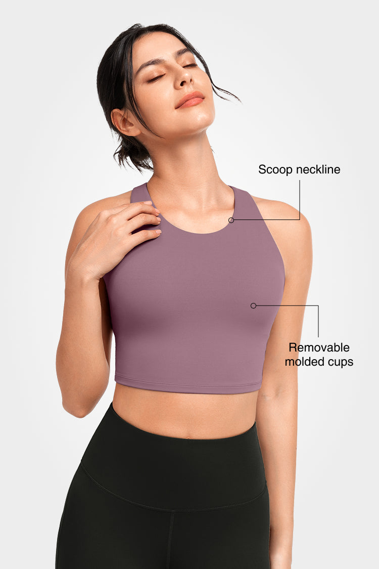 Shift™ Scoop Neckline Strappy Padded Yoga Bra | Women's Light Support Sports Bra
