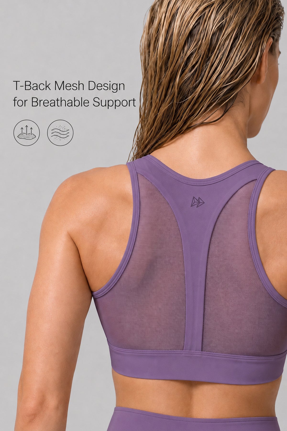 Leichter Power T-Back Mesh-Lauf-BH | Sport-BH mit starkem Halt für Damen
