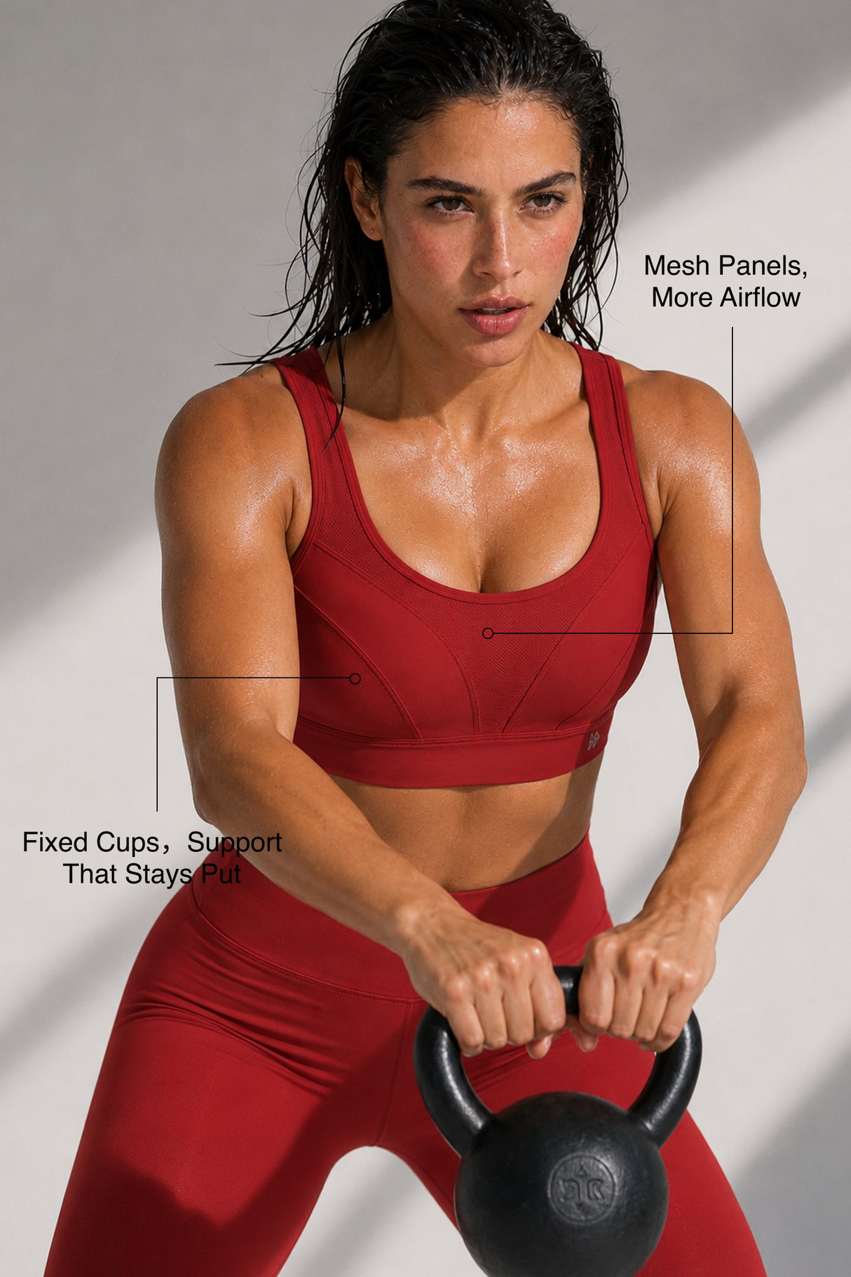 Sujetador deportivo acolchado Power Adjustable Enhance | Sujetador deportivo de sujeción media para mujer