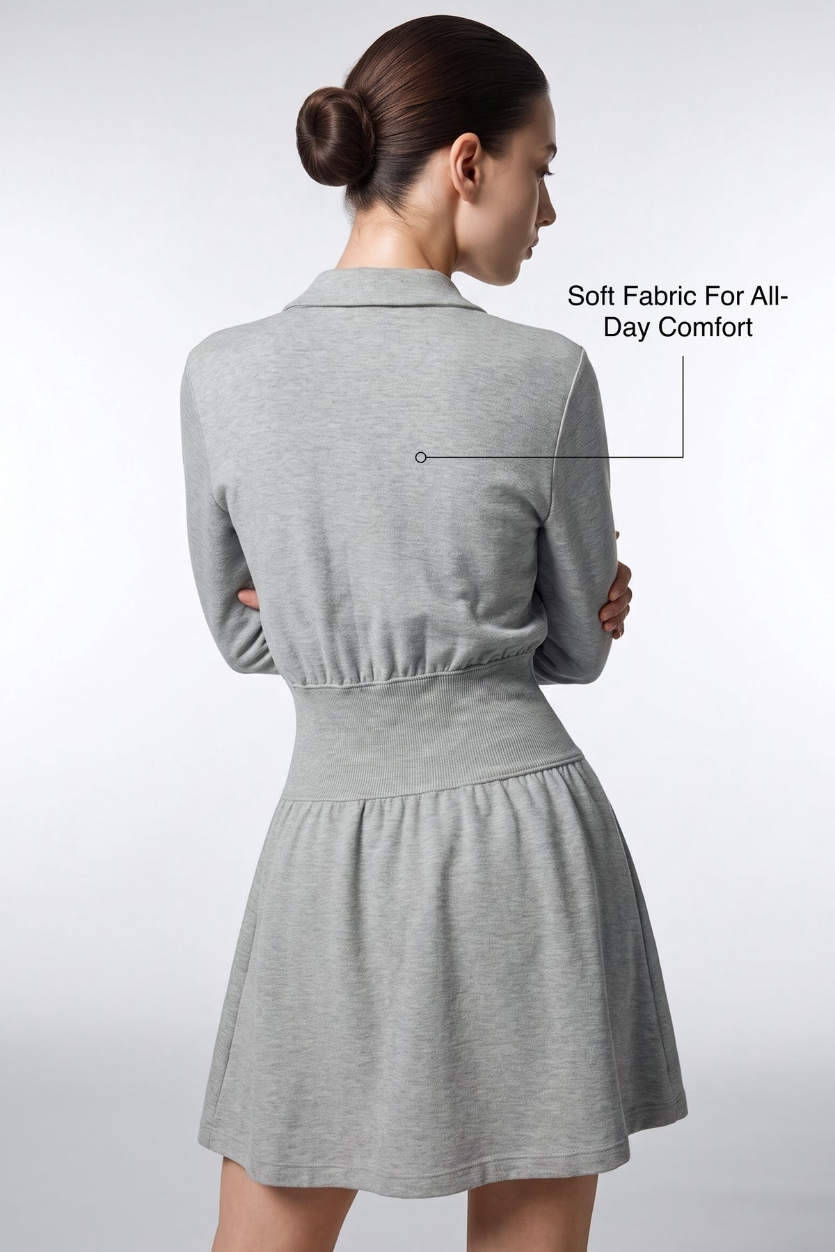 Anywhere™ Ribbed Waistband Front-Zip Dress | Women's Casual Dress