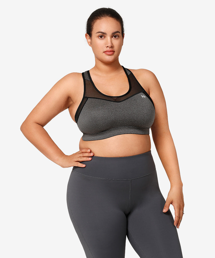 Sujetador para correr con relleno de malla y espalda cruzada Shift | Sujetador deportivo de sujeción alta para mujer (talla grande)