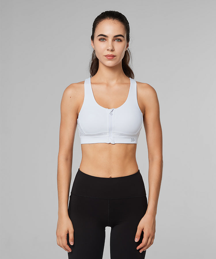 Reggiseno da corsa imbottito con incrocio frontale Power Zip | Reggiseno sportivo ad alto sostegno da donna (taglie forti)