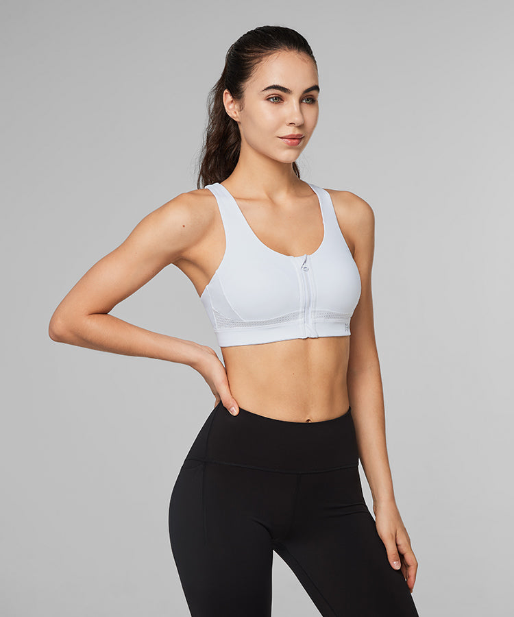 Reggiseno da corsa imbottito con incrocio frontale Power Zip | Reggiseno sportivo ad alto sostegno da donna (taglie forti)