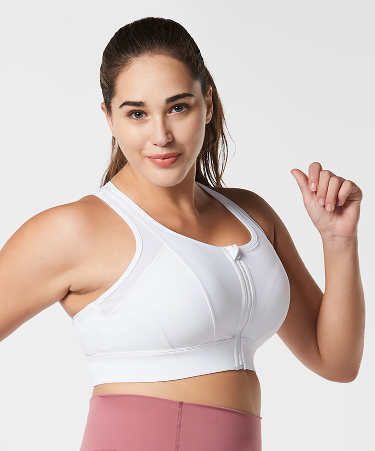 Power Cross Racerback Running Bra | Women's High Support Sports Bra (Plus Size)