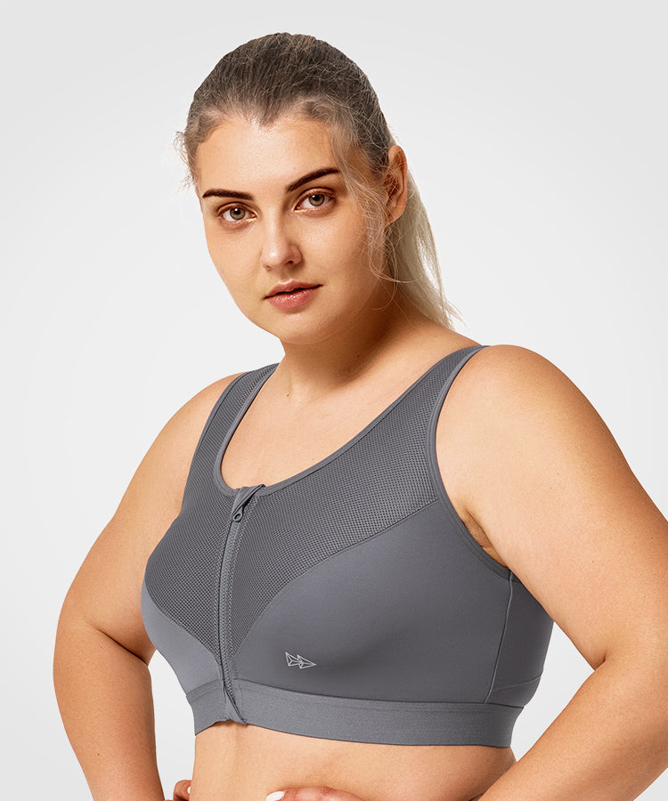 Power Classic löpar-BH med dragkedja | Sport-BH med högt stöd för kvinnor (plus size)