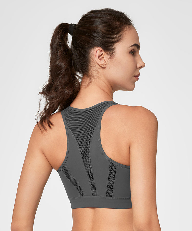 Reggiseno da corsa imbottito Enfold Zip Mesh | Reggiseno sportivo ad alto sostegno da donna (taglie forti)