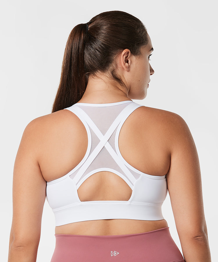 Power Cross Racerback Running Bra | Women's High Support Sports Bra (Plus Size)