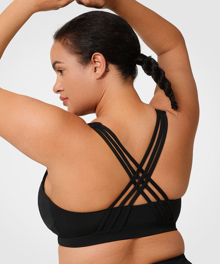 Sujetador para correr con relleno cruzado y cremallera frontal Power | Sujetador deportivo de sujeción alta para mujer (talla grande)