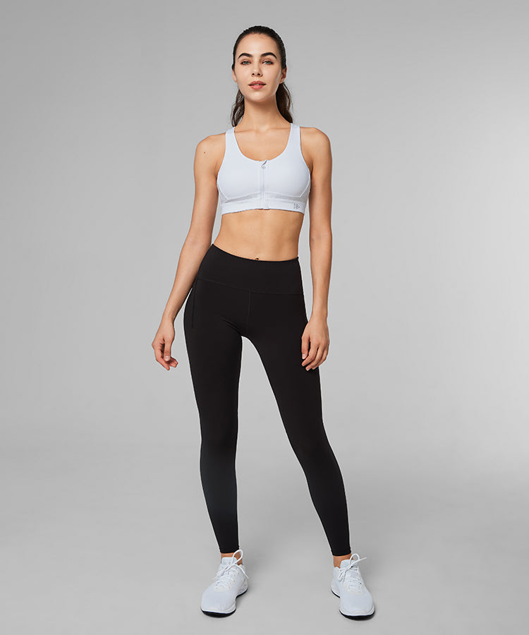Reggiseno da corsa imbottito con incrocio frontale Power Zip | Reggiseno sportivo ad alto sostegno da donna (taglie forti)