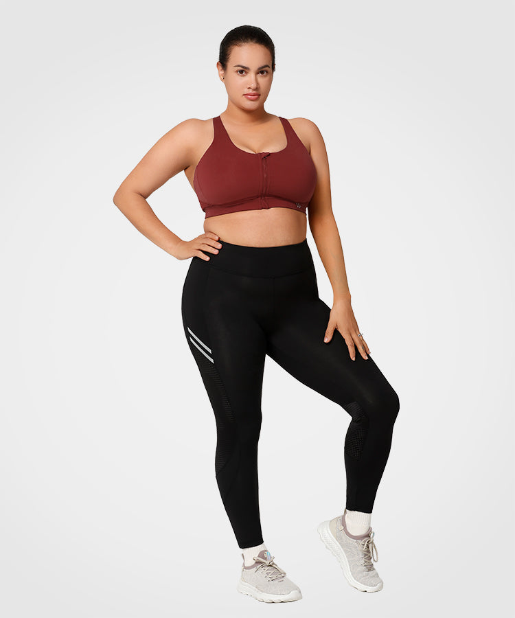 Power™ Zip Front Criss Cross High Support Running Bra | Women's High Support Sports Bra (Plus Size)