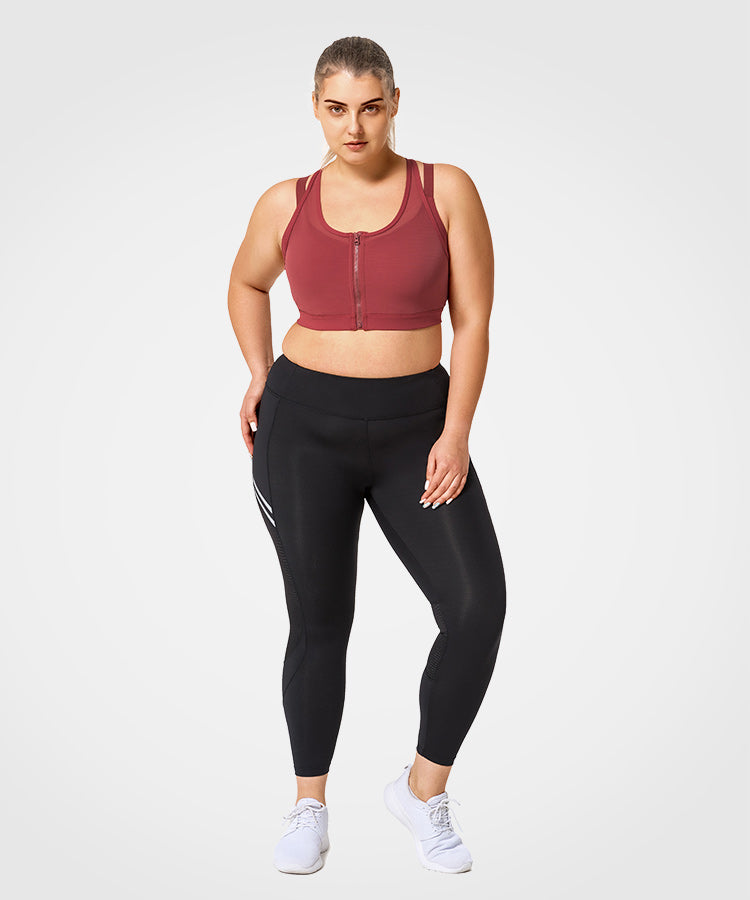 Power Zip Front Mesh gepolsterter Lauf-BH | Damen-Sport-BH mit starker Unterstützung (Übergröße)