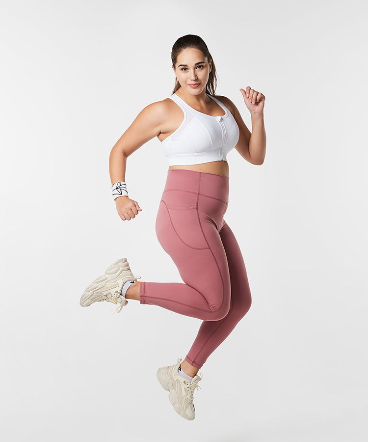 Power Cross Racerback Running Bra | Women's High Support Sports Bra (Plus Size)