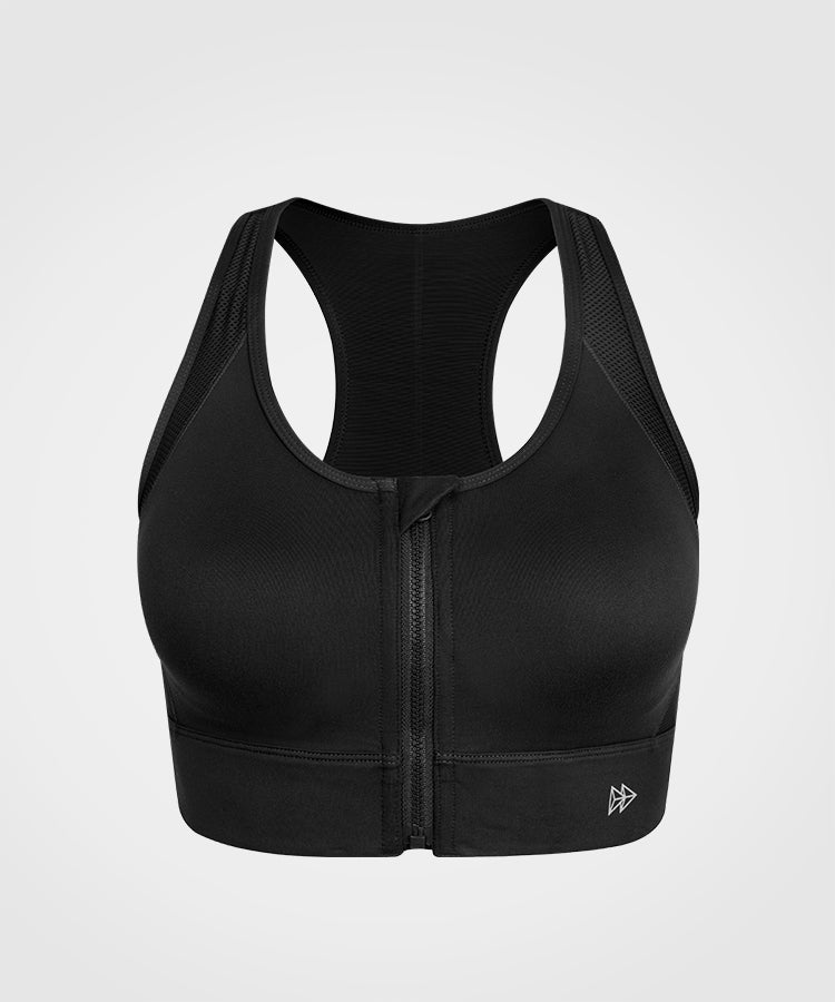 Power™ Zip-Front Mesh Racerback Sports Bra | High Support Best For Running, HIIT & Training