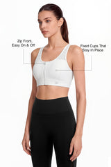 Power™ Breathable Zip Front Fixed Cups High Impact Bra | Women's High Support Sports Bra