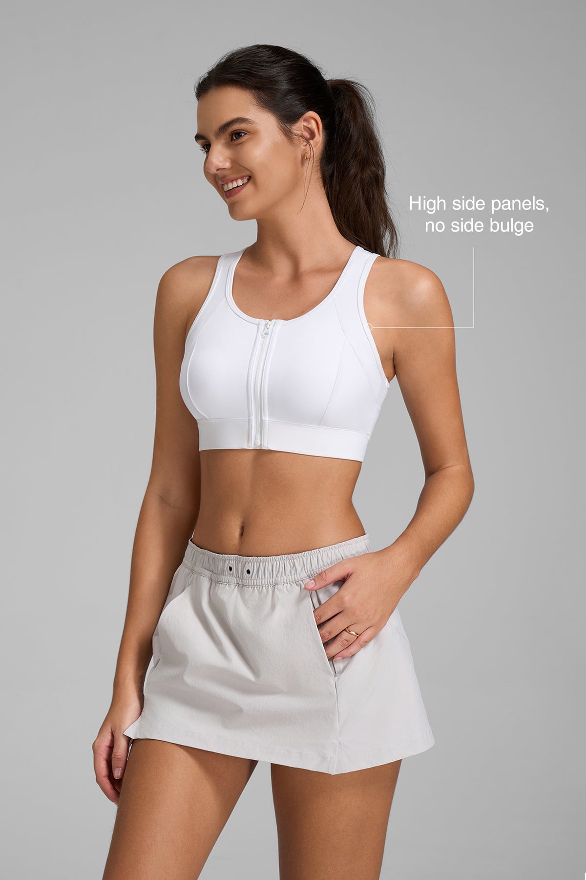 Reggiseno da corsa Power Cutout Racerback con cerniera frontale | Reggiseno sportivo ad alto sostegno da donna