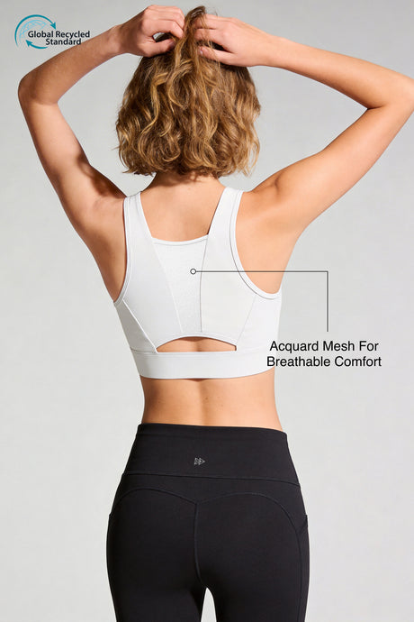 Power™ Front-Zip Jacquard Mesh Longline Sports Bra | High-Impact Support for Running, HIIT & Training - image 7