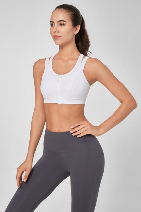 Enfold™ Zip Mesh Racerback Padded Running Bra | Women's High Support Sports Bra - image 6