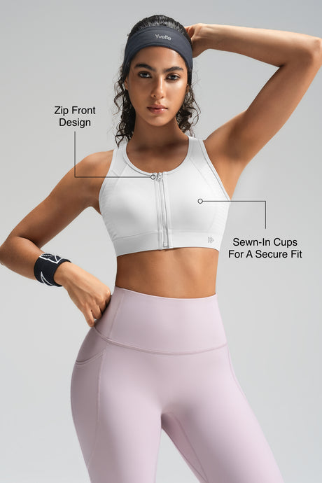 Power™ Front-Zip Mesh Racerback Running Bra | Women's High Support Sports Bra - image 2