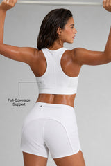 Power™ Zip-Front Mesh Racerback Sports Bra | High Support Best For Running, HIIT & Training