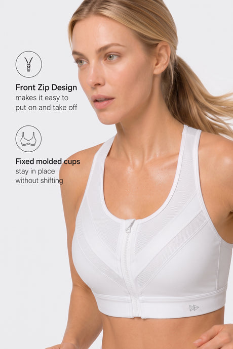 Enfold™ Zip-Front Breathable Racerback High-Support Bra for Larger Busts | Women's High Support Sports Bra - image 2