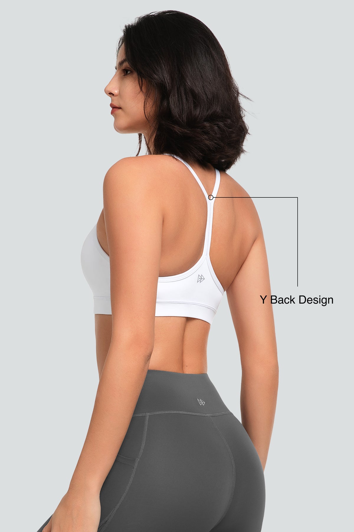 Sujetador de yoga con relleno y tirantes y escote redondo para mujer | Sujetador deportivo de sujeción ligera