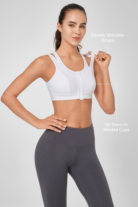 Enfold™ Zip Mesh Racerback Padded Running Bra | Women's High Support Sports Bra - image 5
