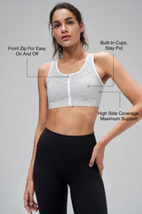 Shift™ Zip Front Print Air Flow Back Full Coverage High Support Sports Bra | Women's High Support Sports Bra