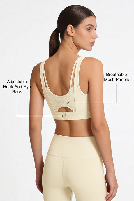 Power™ V Neck Breathable Mesh Hook Sports Bra | High-Impact Bounce Control Without Flattening for Running, HIIT & Training - image 8