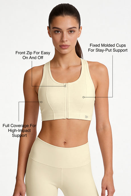 Power™ Front-Zip Jacquard Mesh Racerback Sports Bra | High-Impact Support for Running, HIIT & Training - image 14