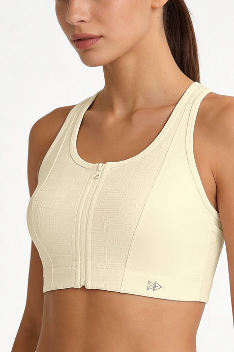 Power™ Front-Zip Jacquard Mesh Racerback Sports Bra | High-Impact Support for Running, HIIT & Training - image 17