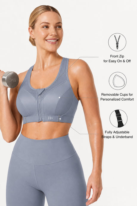 Power™ Zip Front Adjustable High Support Sports Bra | Women's High Support Sports Bra - image 3
