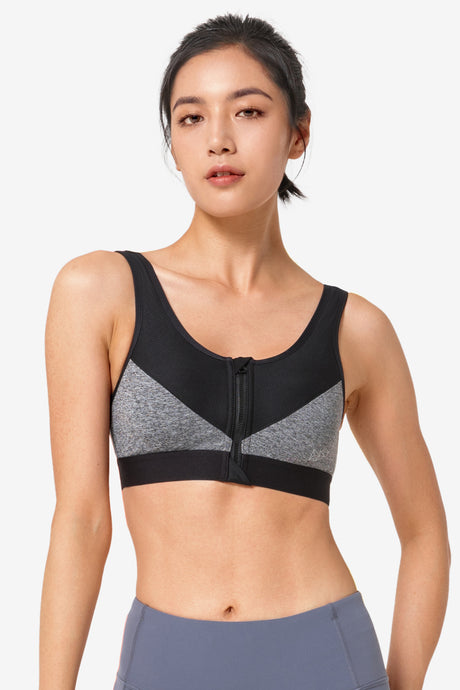 Zip-Front Unpadded High-Support Sports Bra | Women's High Support Sports Bra
