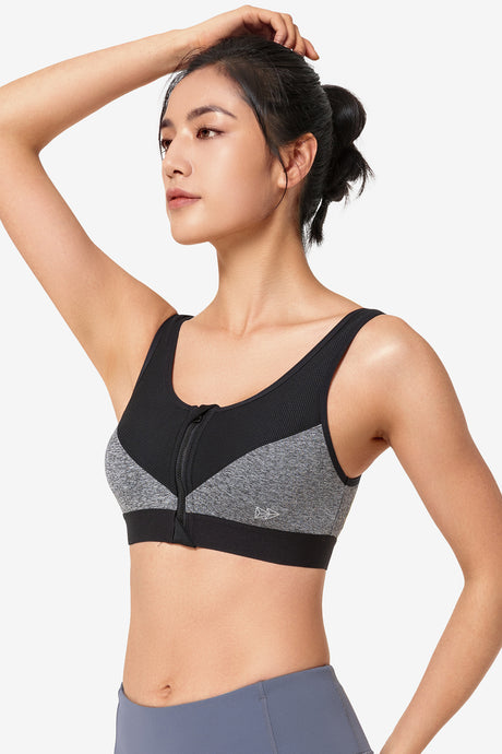 Zip-Front Unpadded High-Support Sports Bra | Women's High Support Sports Bra - image 3