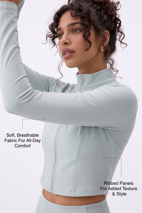 Anywhere™ Cropped Mock Neck Zip-Up Jacket | Women's Light Support Jackets - image 3