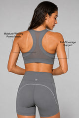 Enfold Zip Front Mesh Racerback Vadderad Löpar-BH | Sport-BH med Högt Stöd för Damer