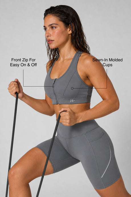 Enfold™ Front-Zip Breathable Racerback Sports Bra | High-Impact Support for Running, HIIT & Training - image 3