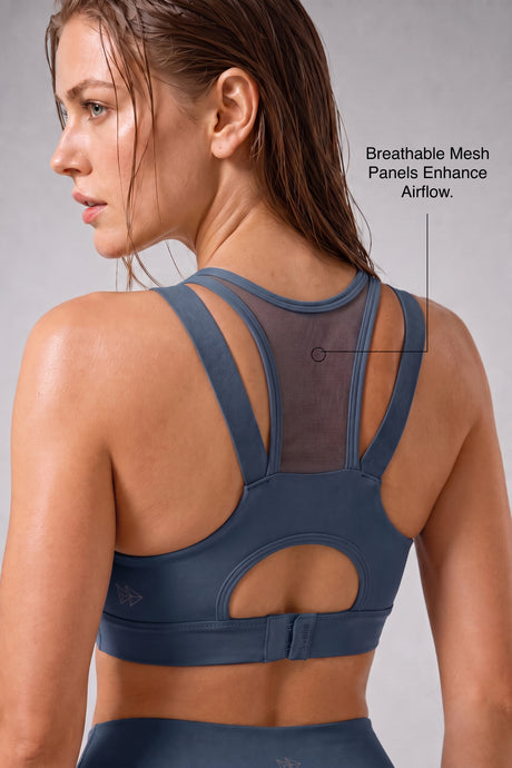 Sujetador para correr con relleno de malla frontal Power Zip | Sujetador deportivo de alta sujeción para mujer - image 2