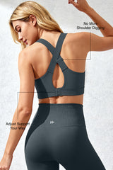 Power™ Adjustable Straps Cross-Back Sports Bra | High-Impact Bounce Control Without Flattening for Running, HIIT & Training