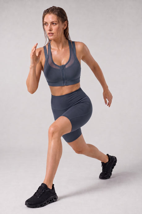 Sujetador para correr con relleno de malla frontal Power Zip | Sujetador deportivo de alta sujeción para mujer - image 6