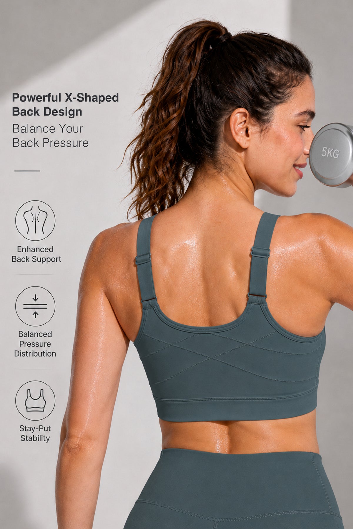 Power Zip Verstellbare Träger Gepolsterter Lauf-BH | Damen Sport-BH mit starkem Halt