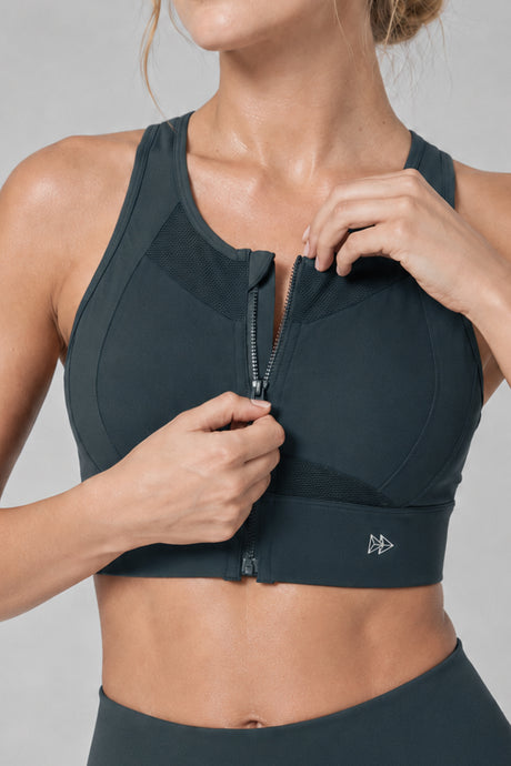 Sculpt™ Zip-Front Full-Back Mesh Racerback Sports Bra | High-Impact Support for Running, Gym & Training - image 9