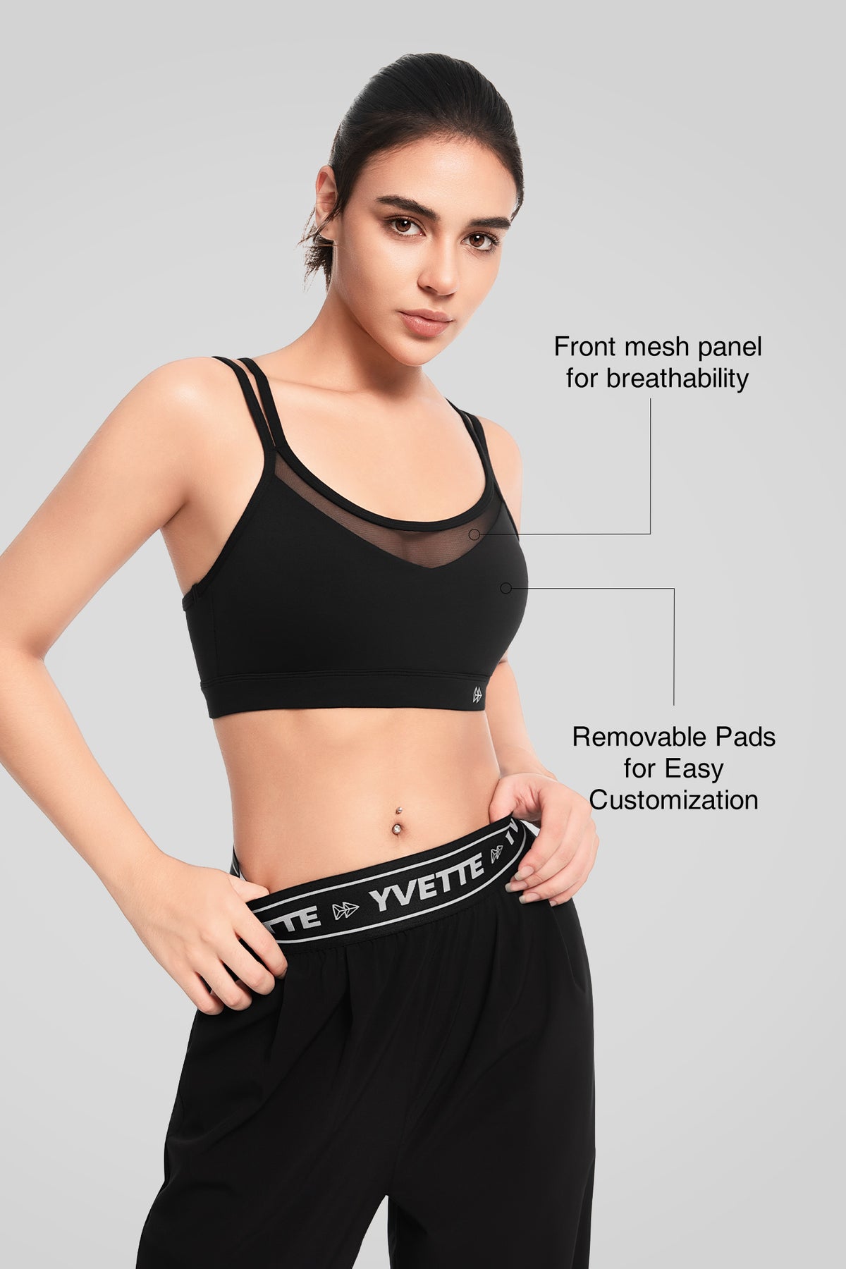 Shift™ Mesh Yoga Bra with Removable Pads & Dual Back Straps| Women's Light Support Sports Bra